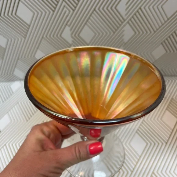 Vintage Marigold Carnival Glass Footed Dish - Picture 7 of 11